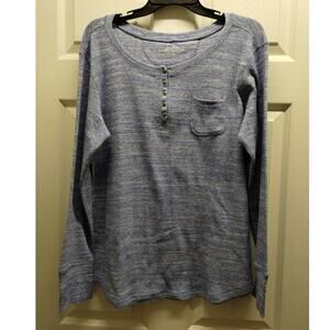 Eddie Bauer Women's Size XXL Longsleeve Top Heather Blue Waffle Popover Henley